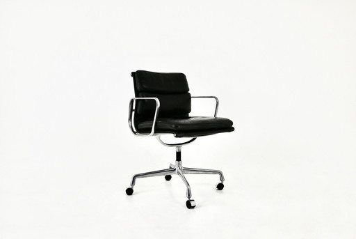  Black Leather Soft Pad Chair By Charles And Ray Eames For Herman Miller, 1970S