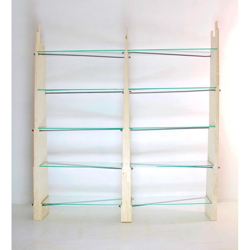 Mobiletto da parete scultoreo in travertino d'epoca, Italia 1970