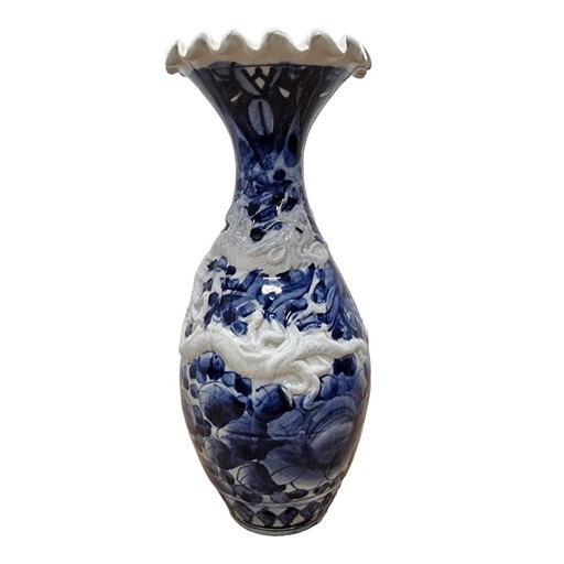 Vaso vintage in porcellana giapponese a forma di drago