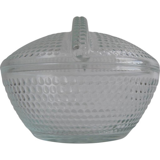 Vintage glass candy bowl by Adolf Matura for Libochovice glass factory, 1970s