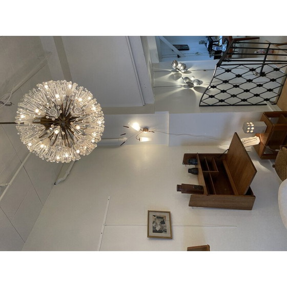 Image 1 of Lampadario vintage in ottone e vetro di Emile Stejnar, Austria 1960