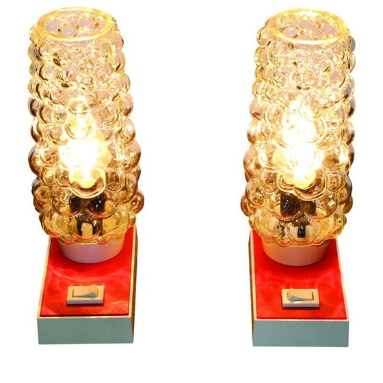 Image 1 of Pair of vintage bubble glass table lamps by Hawill, 1960