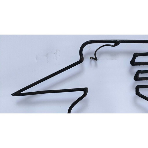 Vintage modernist metal wall decoration with bird, 1960