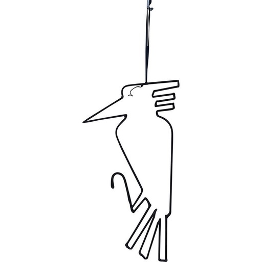 Vintage modernist metal wall decoration with bird, 1960