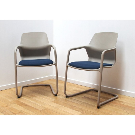 Image 1 of Pair of vintage Metrick office armchairs in metal and plastic for Wilkhann