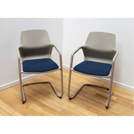 Image 1 of Pair of vintage Metrick office armchairs in metal and plastic for Wilkhann