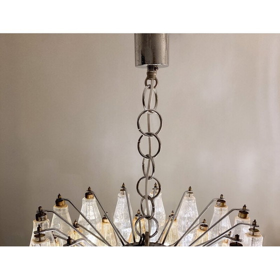 Image 1 of Vintage Murano glass chandelier "Polyhedr" by Carlo Scarpa for Venini, Italy 1960