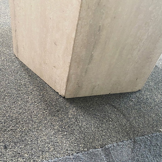 Image 1 of Vintage hexagonal travertine vase, Italy 1980