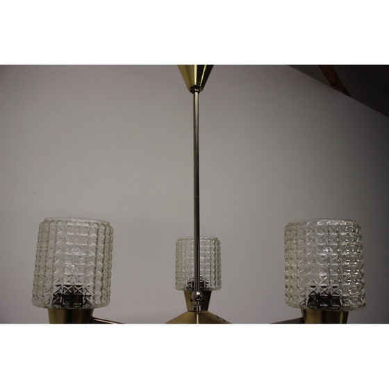 Image 1 of Lampada a sospensione vintage in ottone e metallo di Kamenicky Senov, Cecoslovacchia 1970