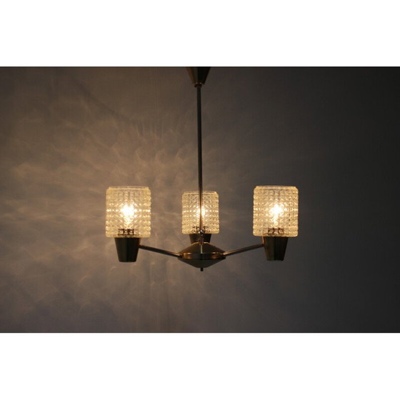Image 1 of Lampada a sospensione vintage in ottone e metallo di Kamenicky Senov, Cecoslovacchia 1970