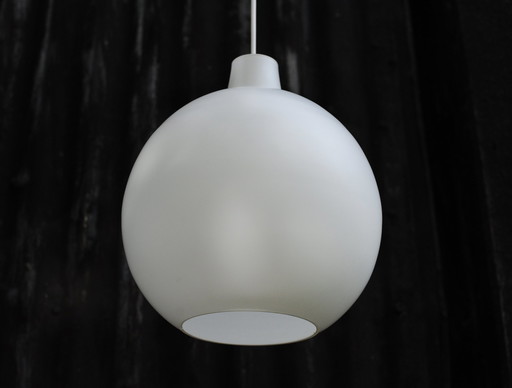 Set Of 2 Vilhelm Wohlert Opaline Glass "Satellit" Pendant Lamps For Louis Poulsen