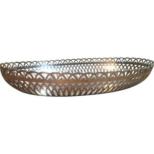 Vintage silver-plated openwork bread basket, France