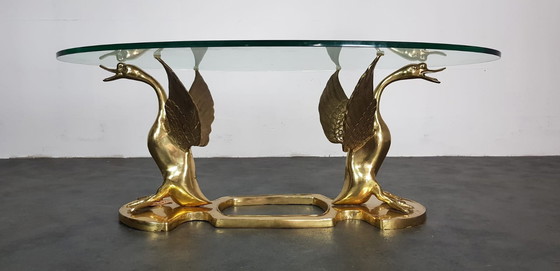 Image 1 of Hollywood Regency brass coffee table