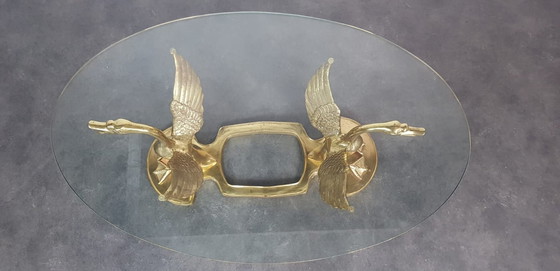 Image 1 of Hollywood Regency brass coffee table