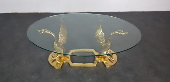 Image 1 of Hollywood Regency brass coffee table