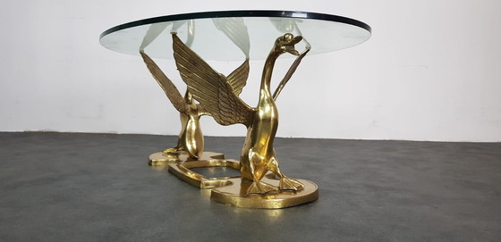 Image 1 of Hollywood Regency brass coffee table