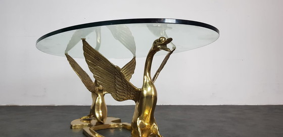 Image 1 of Hollywood Regency brass coffee table