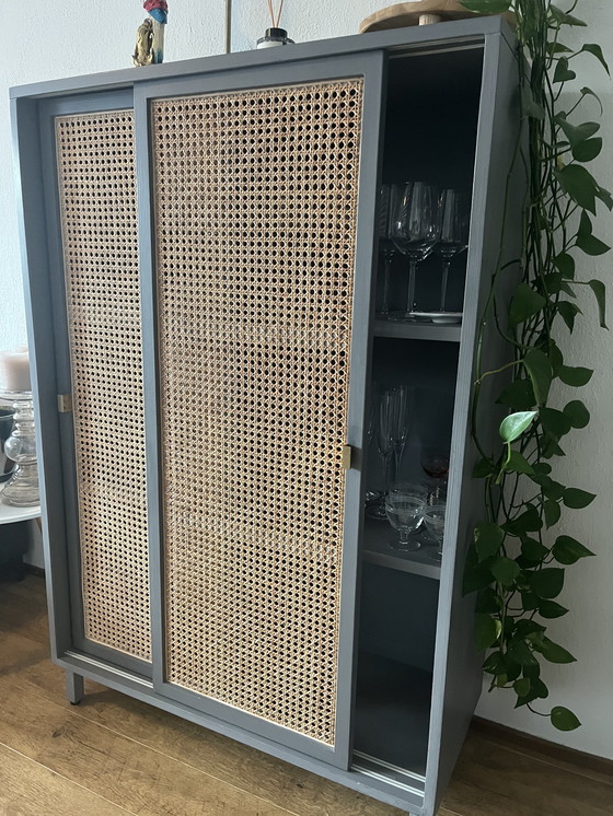 Image 1 of Hk Living- Webbing Sliding Door Cabinet Grey