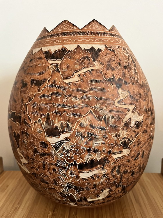Image 1 of Zucca vintage intagliata a mano dagli indiani Guarani