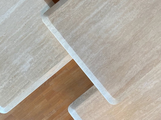 Image 1 of Travertine Table Set Natural Stone Sofa Table Side Table