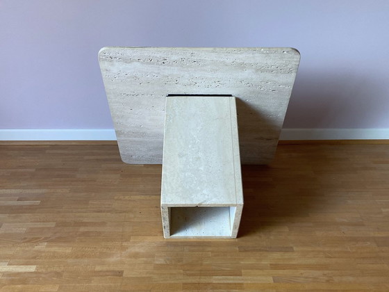 Image 1 of Travertine Table Set Natural Stone Sofa Table Side Table