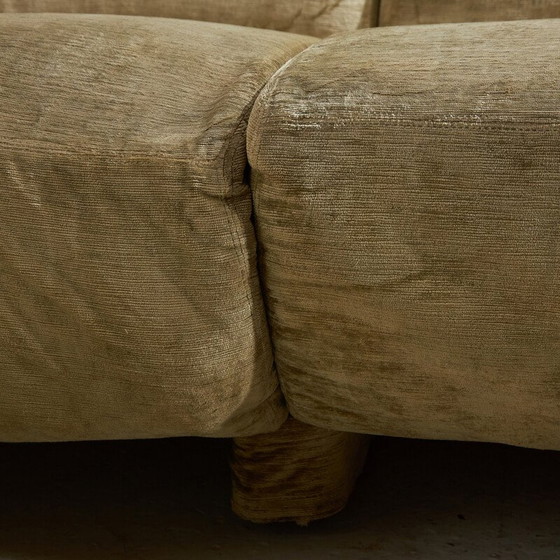 Image 1 of Vintage 3-seater corner velvet sofa by Roberto Lazzeroni for Ipe Cavalli, Italy 1996