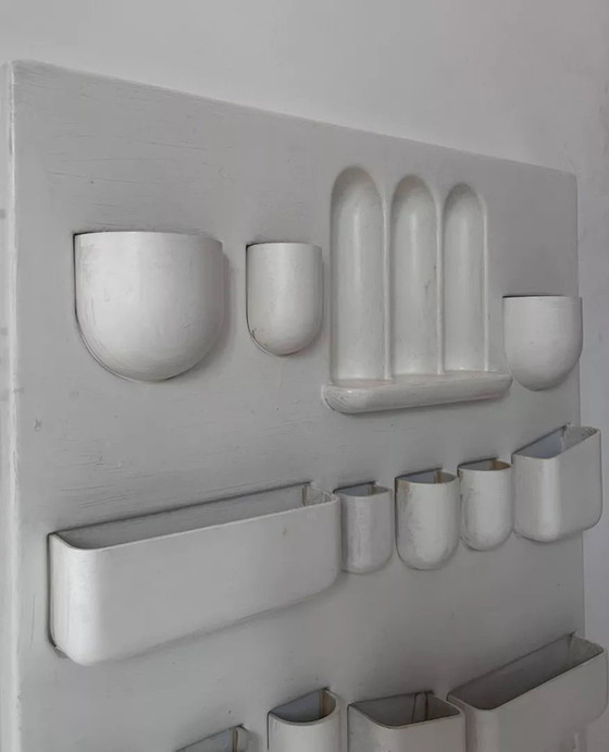 Image 1 of Vintage Matte White Abs Wall Storage System, Italy 1970.