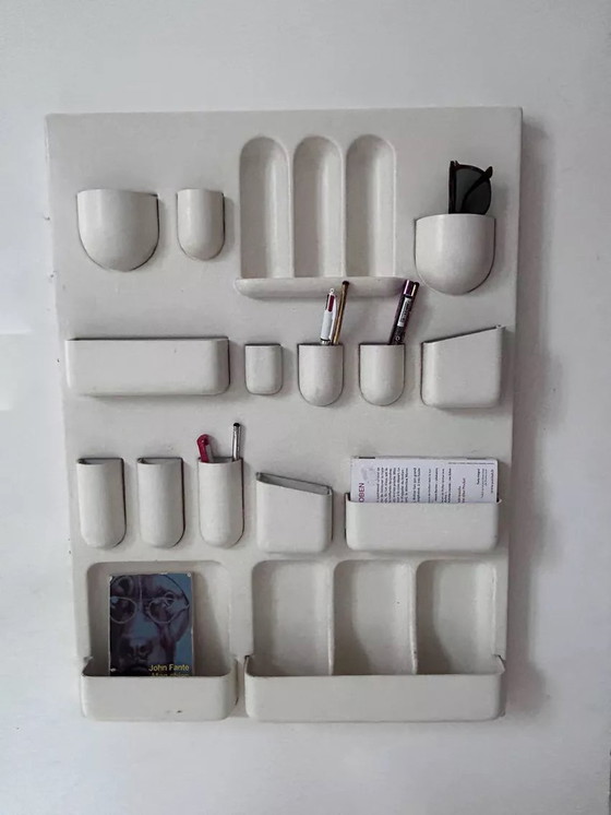 Image 1 of Vintage Matte White Abs Wall Storage System, Italy 1970.