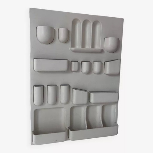 Vintage Matte White Abs Wall Storage System, Italy 1970.
