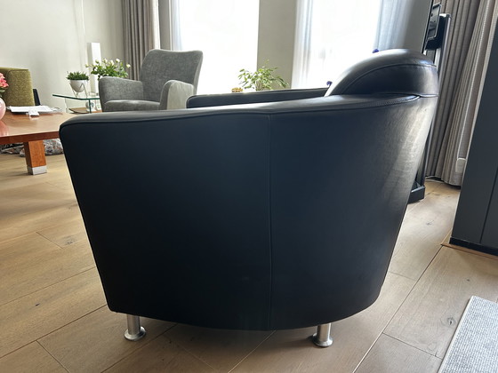 Image 1 of Fauteuil club en cuir design - noir