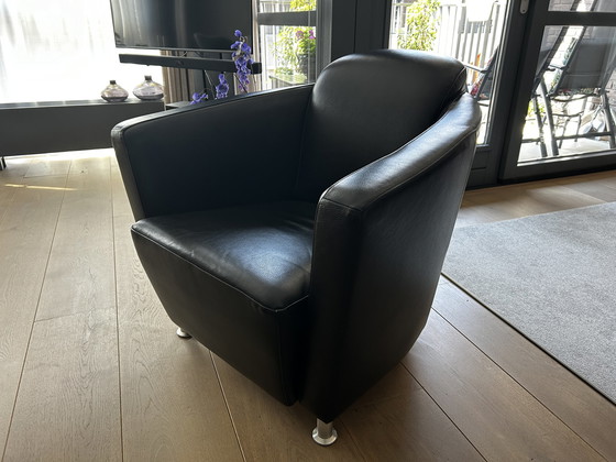 Image 1 of Fauteuil club en cuir design - noir