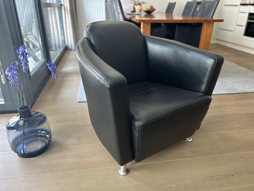 Designer leather club armchair - black