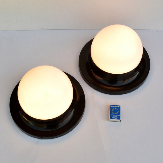 Image 1 of Pair of vintage plastic ceiling lamp for Polam Radom, Poland 1970