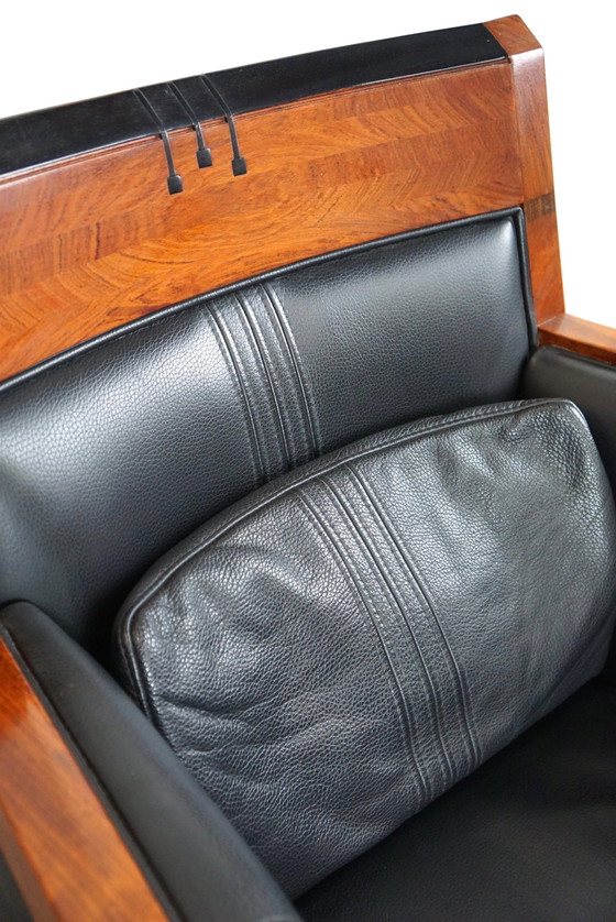 Image 1 of Design armchair by Schuitema, ArtDeco style with black leather from the decoforma series