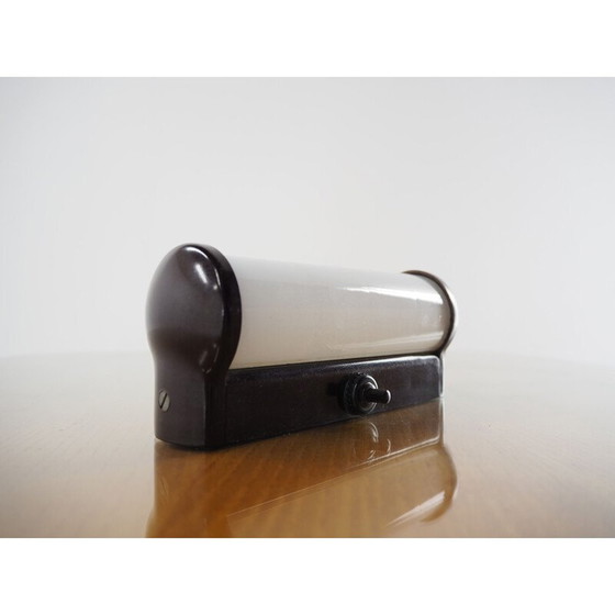 Image 1 of Vintage wall lamp in bakelite and Art Deco glass, Czechoslovakia 1940