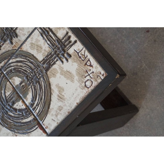 Image 1 of Vintage rectangular coffee table in oak and stoneware by Ox Art, Denmark 1970