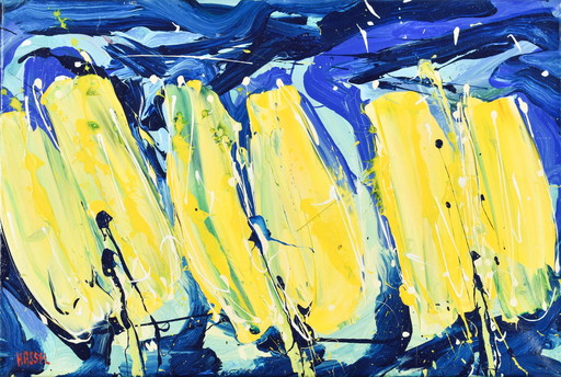 Ad van Hassel - Abstract Blue & Yellow - 2004