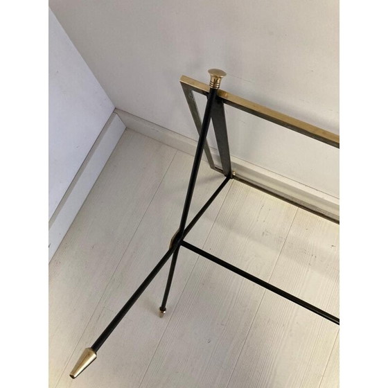 Image 1 of Tavolino da caffè vintage con base in opalino nero e ferro di Maison Jansen