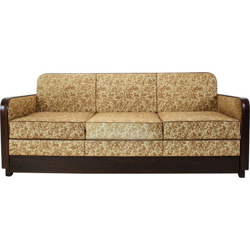 Vintage Art deco three-seater sofa by Jindřich Halabala, Czechoslovakia 1930s