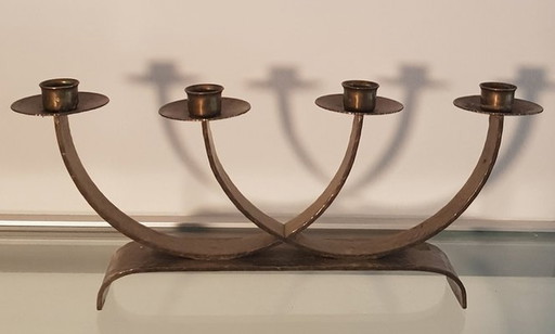 4-Flame Candle Holder In Brass