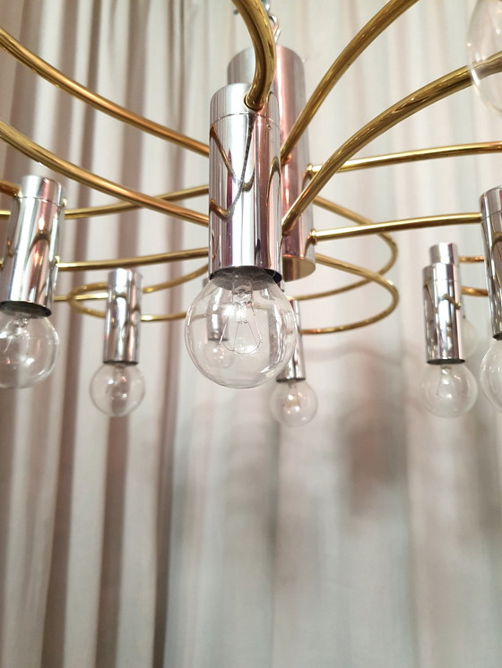 Image 1 of Plafonnier Cosack laiton/chrome Sputnik Vintage