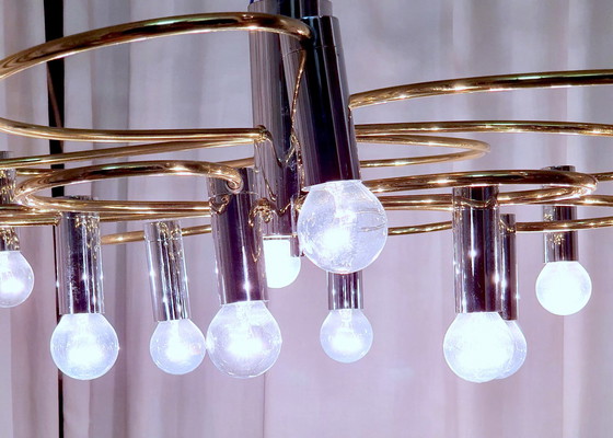 Image 1 of Plafonnier Cosack laiton/chrome Sputnik Vintage