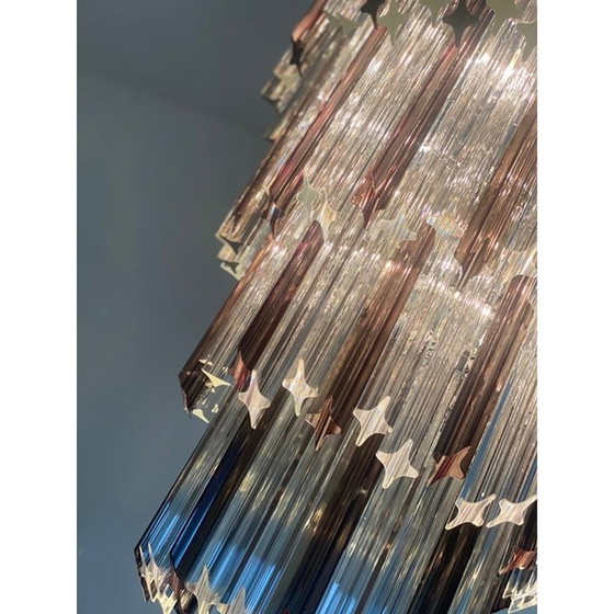 Image 1 of Contemporary Quadriedro Fumè and Clear Murano Glass Chandelier