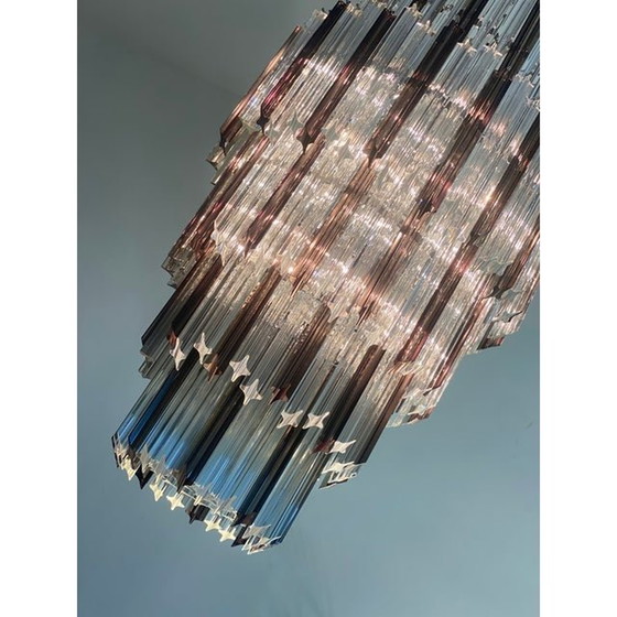 Image 1 of Contemporary Quadriedro Fumè and Clear Murano Glass Chandelier