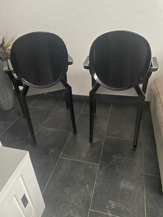 Image 1 of 2x Kartell Louis Ghost by Philippe Starck Armchair chairs black