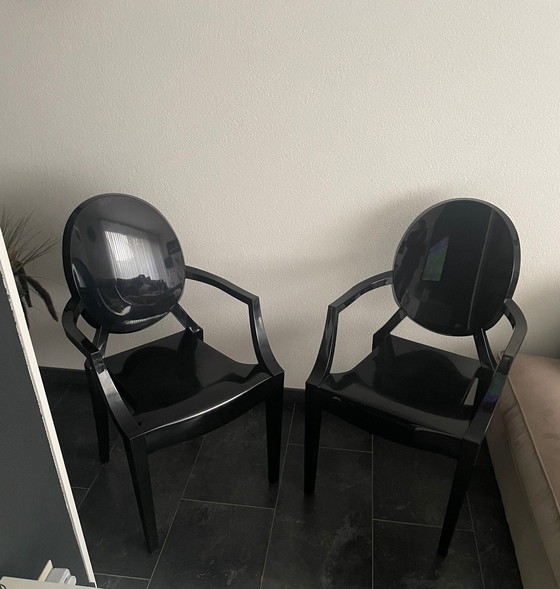 Image 1 of 2x Kartell Louis Ghost by Philippe Starck Armchair chairs black