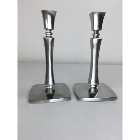 Image 1 of Pair of vintage Danish candlesticks by Just Andersen, 1940s