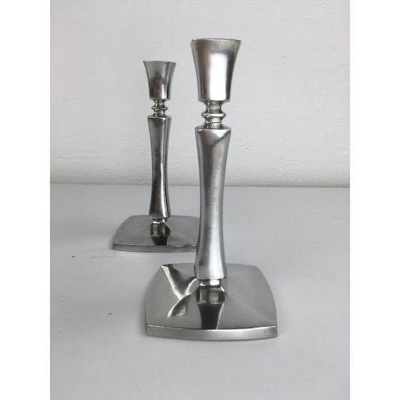 Image 1 of Pair of vintage Danish candlesticks by Just Andersen, 1940s