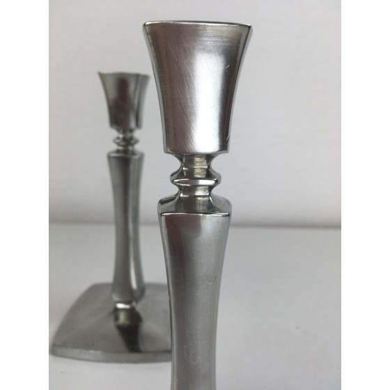 Image 1 of Pair of vintage Danish candlesticks by Just Andersen, 1940s