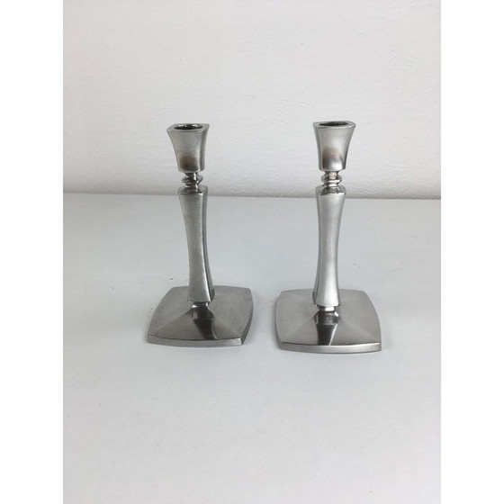 Image 1 of Pair of vintage Danish candlesticks by Just Andersen, 1940s